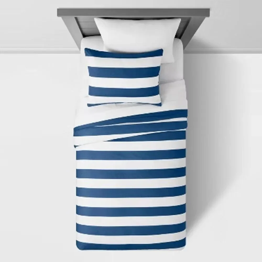 Open Box - Pillowfort - Full/Queen Rugby Striped Kids' Duvet Co Rugby Striped